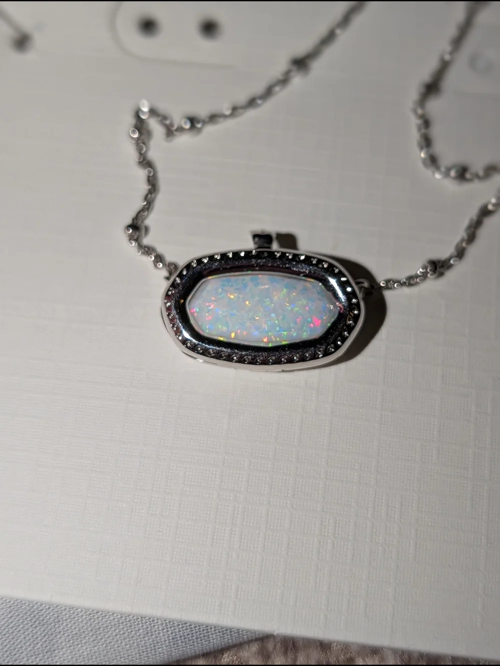 Kendra Scott Color Bar Silver Locket Necklace with Stones